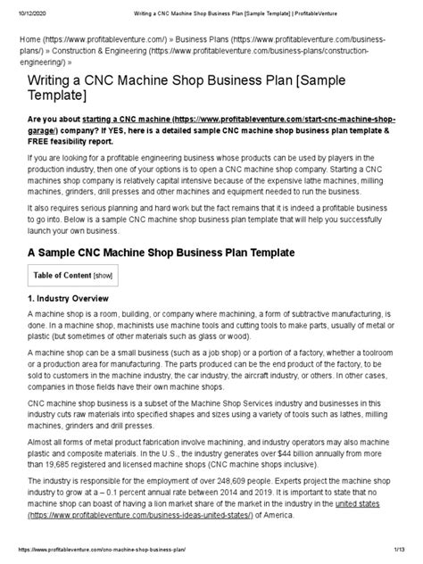 cnc machine business plan|machine shop business plan.